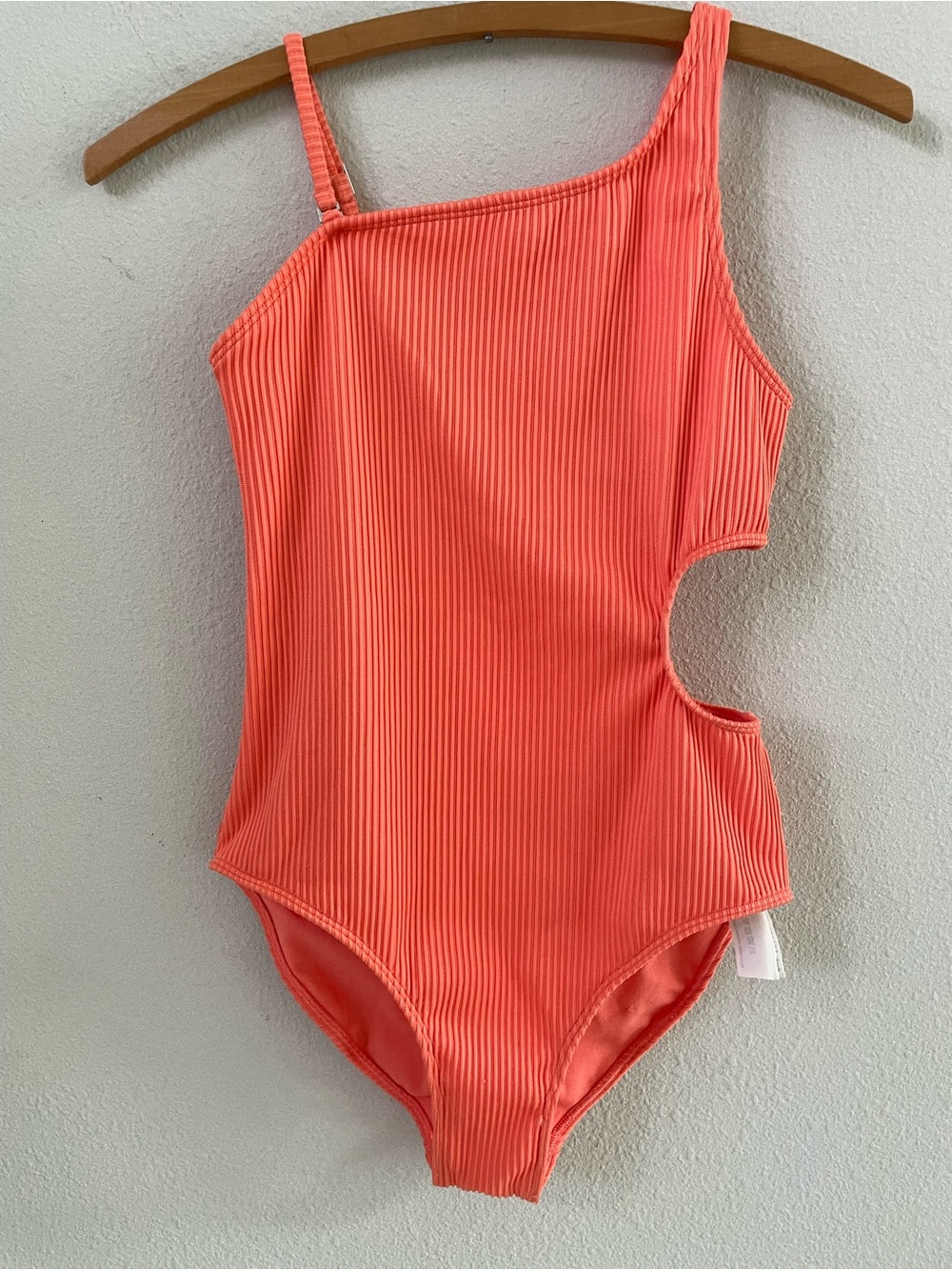 Abercrombie Kids Girls Orange Ribbed One Piece Swimsuit Side Cut Out Detail 14